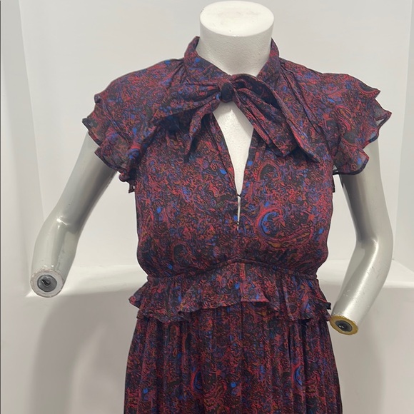 Cleobella Nicolette Midi Dress  Retrograde Paisley Purple Multi  Chiffon Size L - Picture 9 of 15